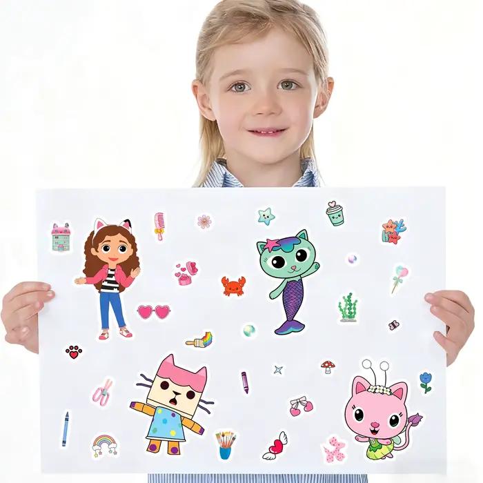 8/16 feuilles d'autocollants puzzle Gabby's Dollhouse pour créer des visages