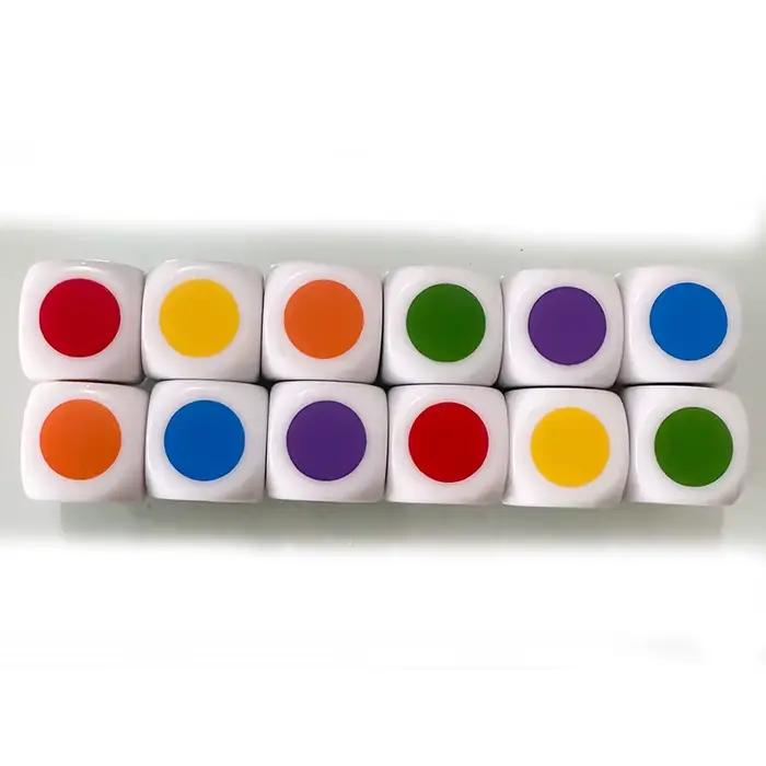 6 pièces/ensemble 6 faces rondes couleur dés drôle jeu de Puzzle 16 Mm