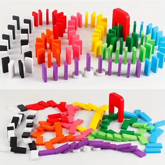 Jeu de dominos 120 pièces - Blocs de construction et d'empilage multicolores