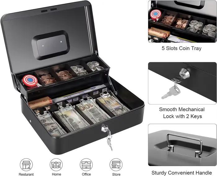 Petit caisse enregistreuse Portable en métal avec serrure à clé, boîte de caisse Portable adaptée au magasin de détail de dépanneur 1 pièce