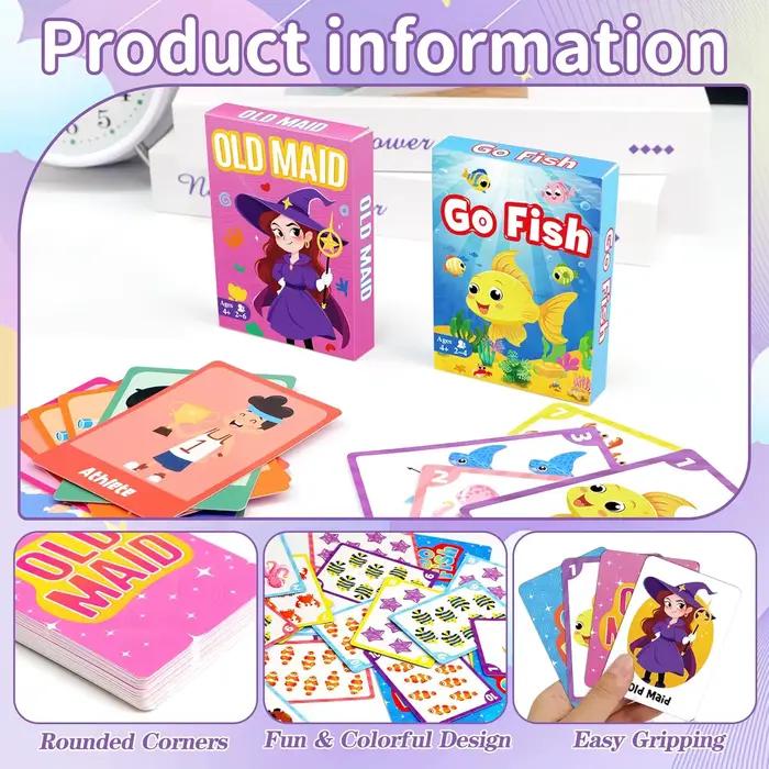 Jeux de cartes 2 en 1 pour enfants : jeu de cartes Go Fish