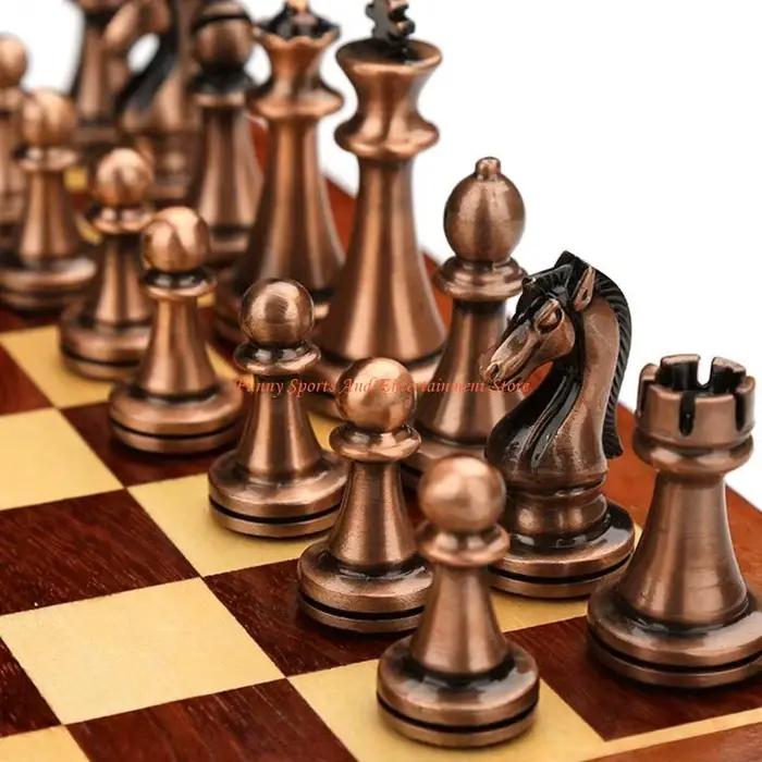 C4DE jeu d'échecs artisanal, jeu société, jeu d'échecs en bois pliable délicat