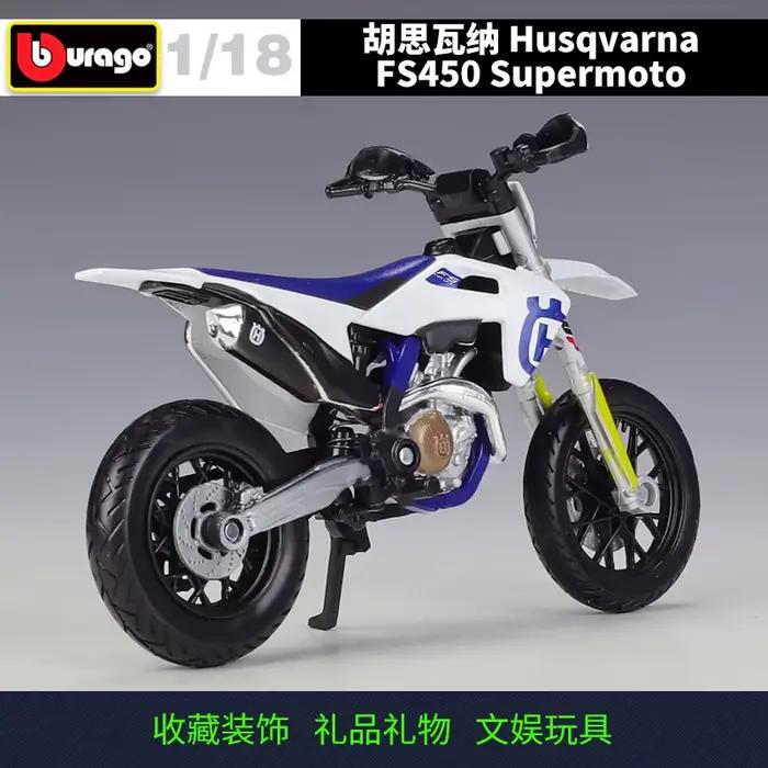 Bburago 1:18 Husqvarna FS450 Supermoto modèle de voiture Simulation alliage moto métal jouet
