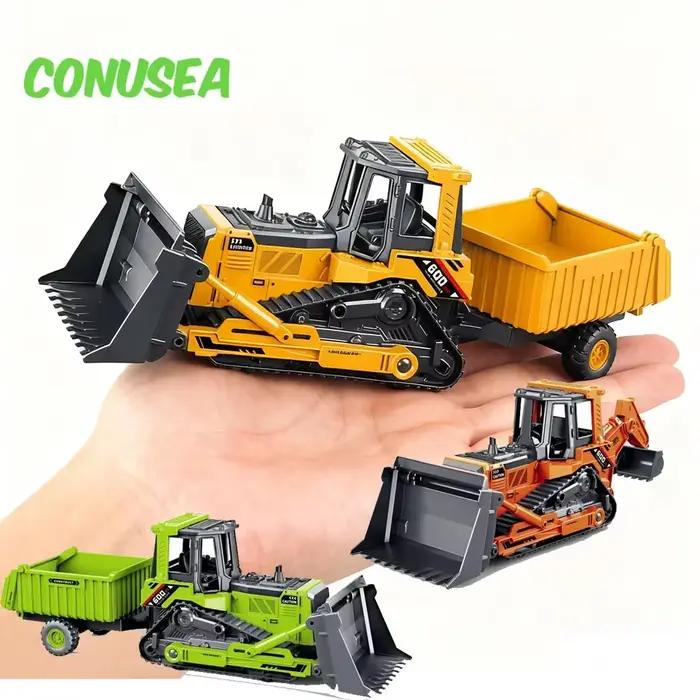 Pelle chariot élévateur ingénierie camion tracteur modèle voiture en plastique moulé sous pression Double tête Bulldozer jouet voiture véhicule inertiel garçon jouet