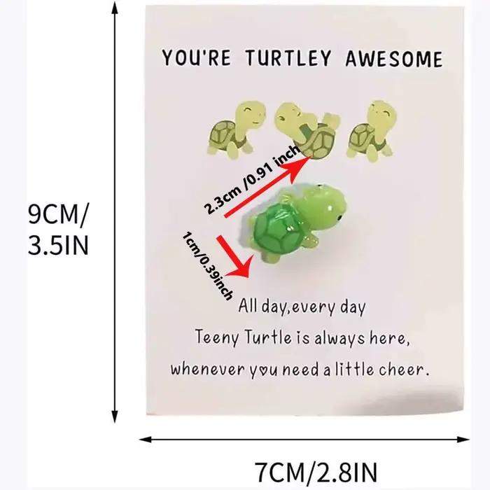 Décoration de tortue verte mignonne avec carte, support émotionnel, cadeau de motivation, cadeau de bateau de chia, vous êtes une tortue, génial