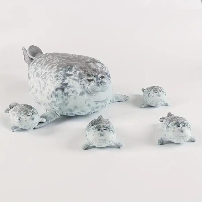 Animal en peluche de sceau de simulation Kawaii avec 4 mini animaux