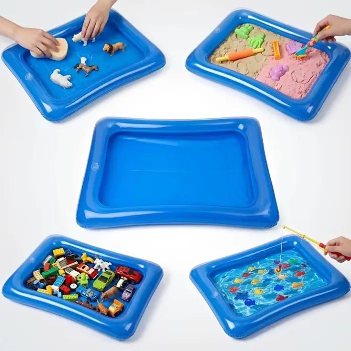Plateau gonflable multifonctionnel 2/1 pièces pour sable de jeu, jeux aquatiques et de pêche, plateau d'activités sensorielles réutilisable pour enfants, bac à sable