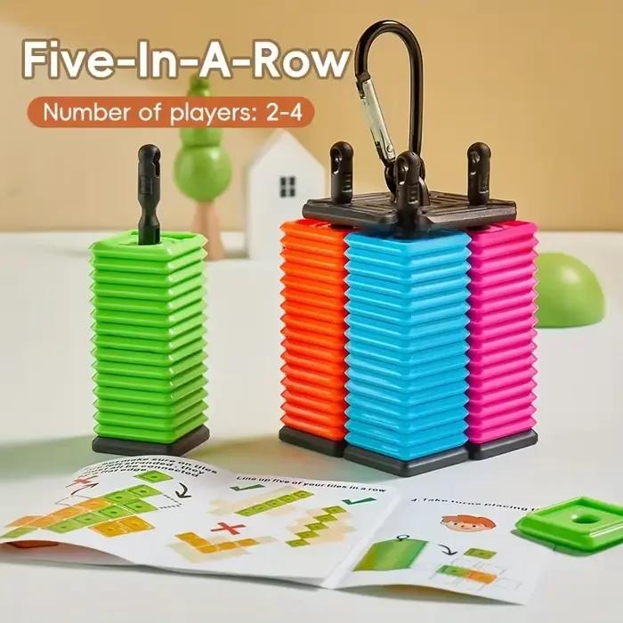 Jeu de Gobang éducatif portable 2026 – Échecs de table faciles à transporter – Jeu de société de bureau cinq-en-un pour enfants et adultes – Idée cadeau