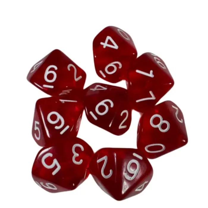 7 pièces/ensemble de dés numérotés à 10 faces de 1 à 10