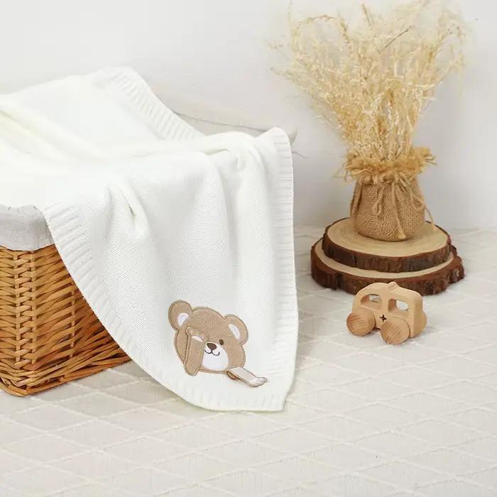 Couvertures pour bébé 90x70cm tricot nouveau-né garçons filles poussette pépinière berceau lange d'emmaillotage couettes