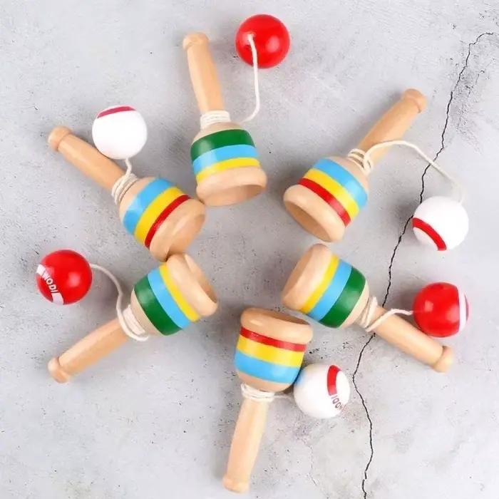 Jeu de lancer et d'attraper en bois avec cible à billes, jouet éducatif pour la coordination œil-main, nouveauté amusante pour adolescents, enfants, garçons et filles