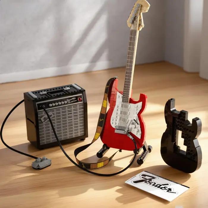 Nouveauté 2025 – Blocs de construction créatifs Guitare 1074 pièces – Briques d'assemblage éducatives – Cadeau d'anniversaire