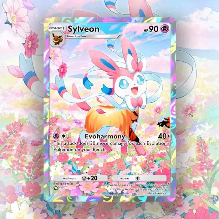 PKM Pocket TCG Growlithe Umbreon Sylveon Leafeon Flareon avec textures feuille d'art spéciale cartes de jeu de Collection Anime de haute qualité