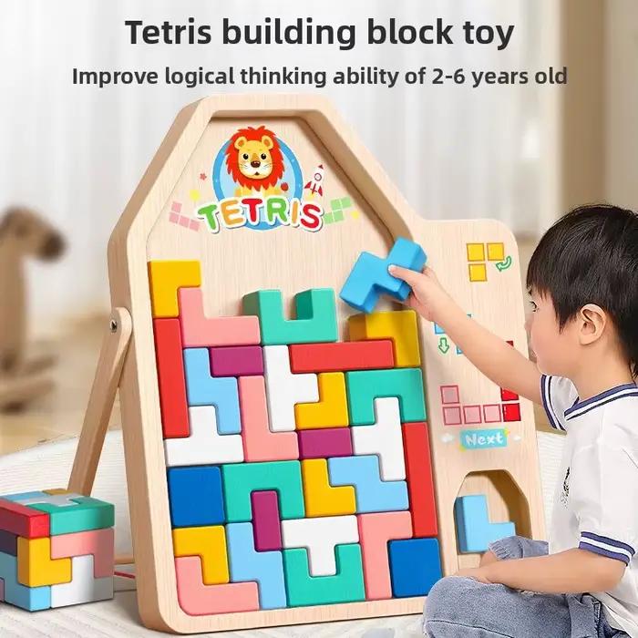Les activités parent-enfant avec des blocs de construction Tetris développent la pensée cérébrale et entraînent les enfants à résoudre des puzzles.