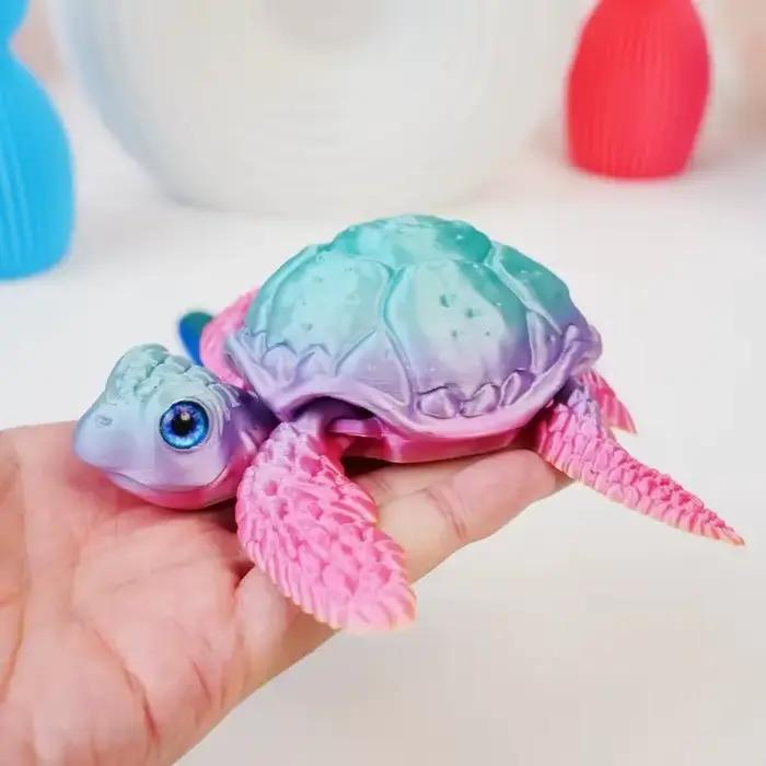 Jouet créatif pour enfants Figurine de tortue imprimée en 3D Articulations mobiles | Décoration de bureau pour les cadeaux de Noël et d'anniversaire