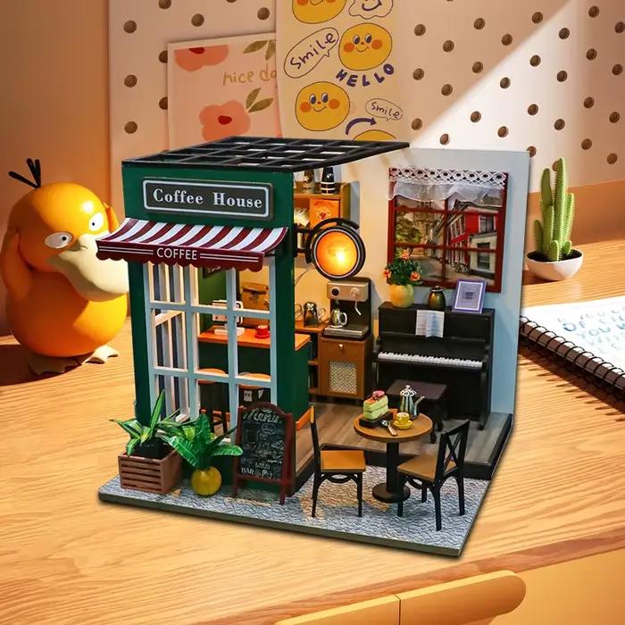 Analyste de construction de modèles de maison de course miniatures en bois pour enfants