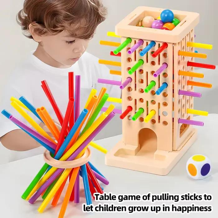 Jeu de tirage de bâtonnets Montessori - Jouet coloré pour développer la motricité fine