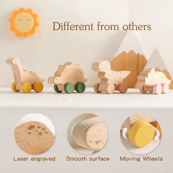 Jouet de dentition en bois Montessori forme voiture dinosaure pour bébés et tout-petits occasion spéciale cadeau d'anniversaire fête de fin d'année pour enfants occasions quotidiennes éducation Montessori
