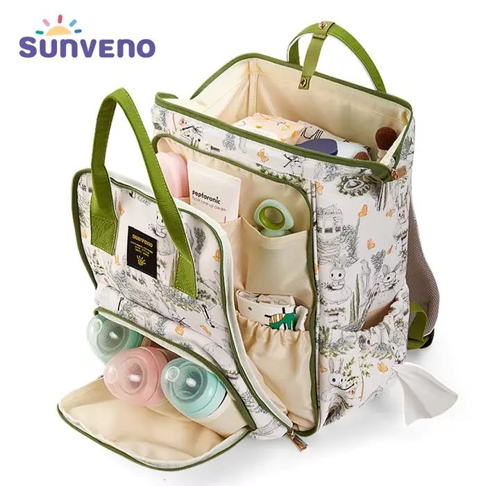 Sac à dos pour couches Sunveno de grande capacité – Sac de maternité élégant avec poches multifonctions