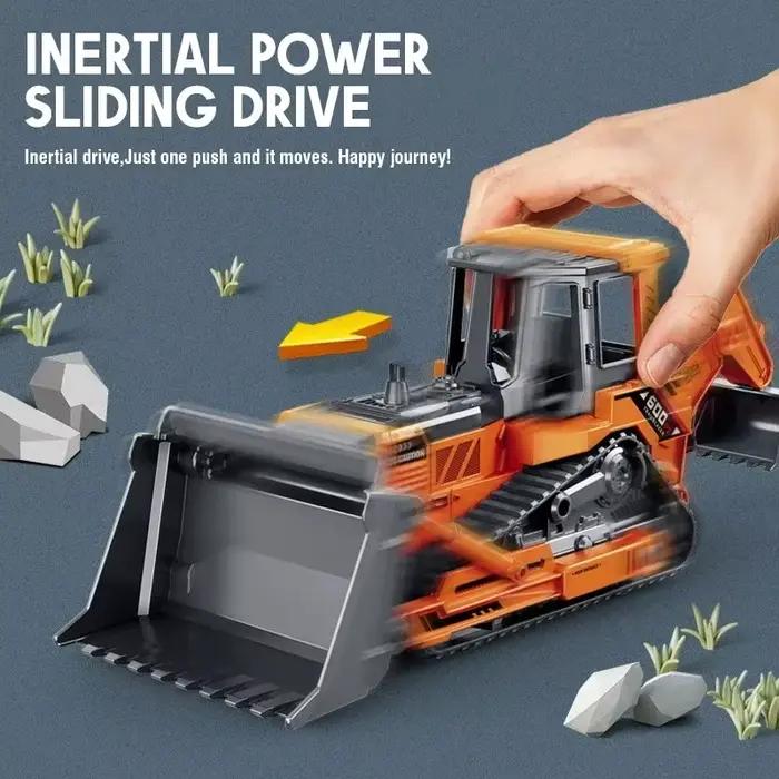 Pelle chariot élévateur ingénierie camion tracteur modèle voiture en plastique moulé sous pression Double tête Bulldozer jouet voiture véhicule inertiel garçon jouet
