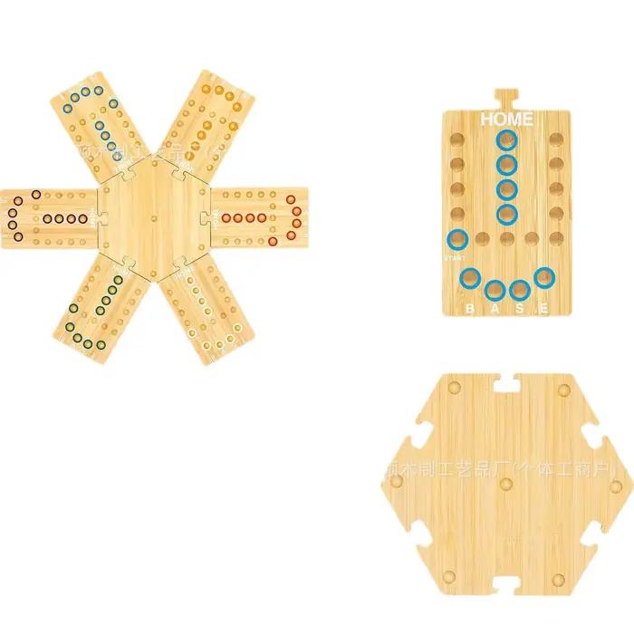 Jeu de société en bois avec perles de verre et dés (style aléatoire) — Un jeu de stratégie portable pour 2 à 6 joueurs