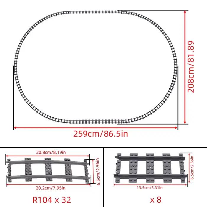 Briques de ville Train pièces de Construction flexibles chemin de fer R56 R72 R88 R104 pistes courbes ovales blocs