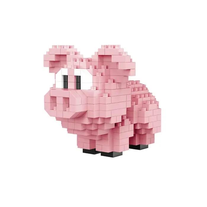 Petit canard jaune Puzzle assemblage blocs de construction jouets série animale modèle 3D Micro Mini briques de diamant cochon Panda Hamster escargot