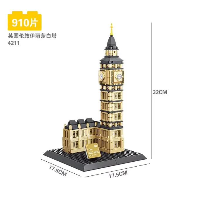 WANGE Creative World Famous Building Blocks Architecture Structure City Temple Big Ben Model Bricks Toys for Boys Adult Gifts