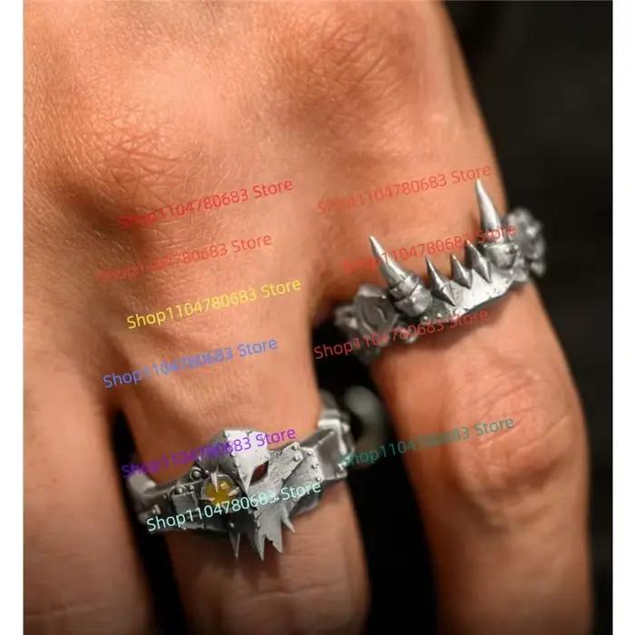 Périphériques de jeu 40K Ork Waaagh! Ensemble d'anneaux pour couple, anneaux décoratifs au design unique et original, collection de cadeaux pour hommes