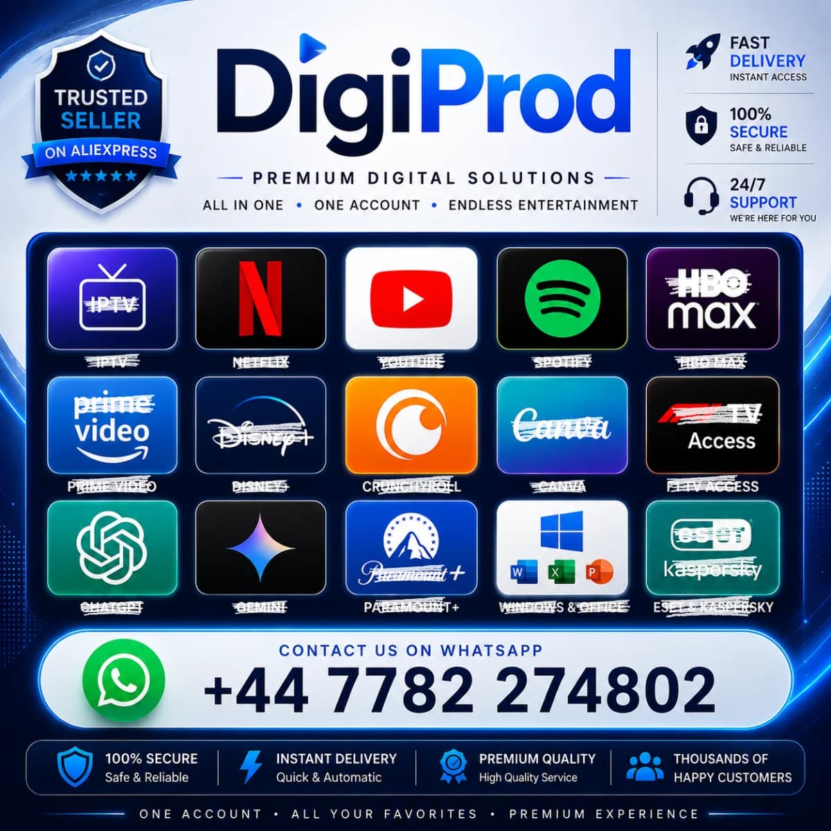 Service d'abonnement premium | Activation en ligne instantanée | 1 mois / 3 mois / 12 mois