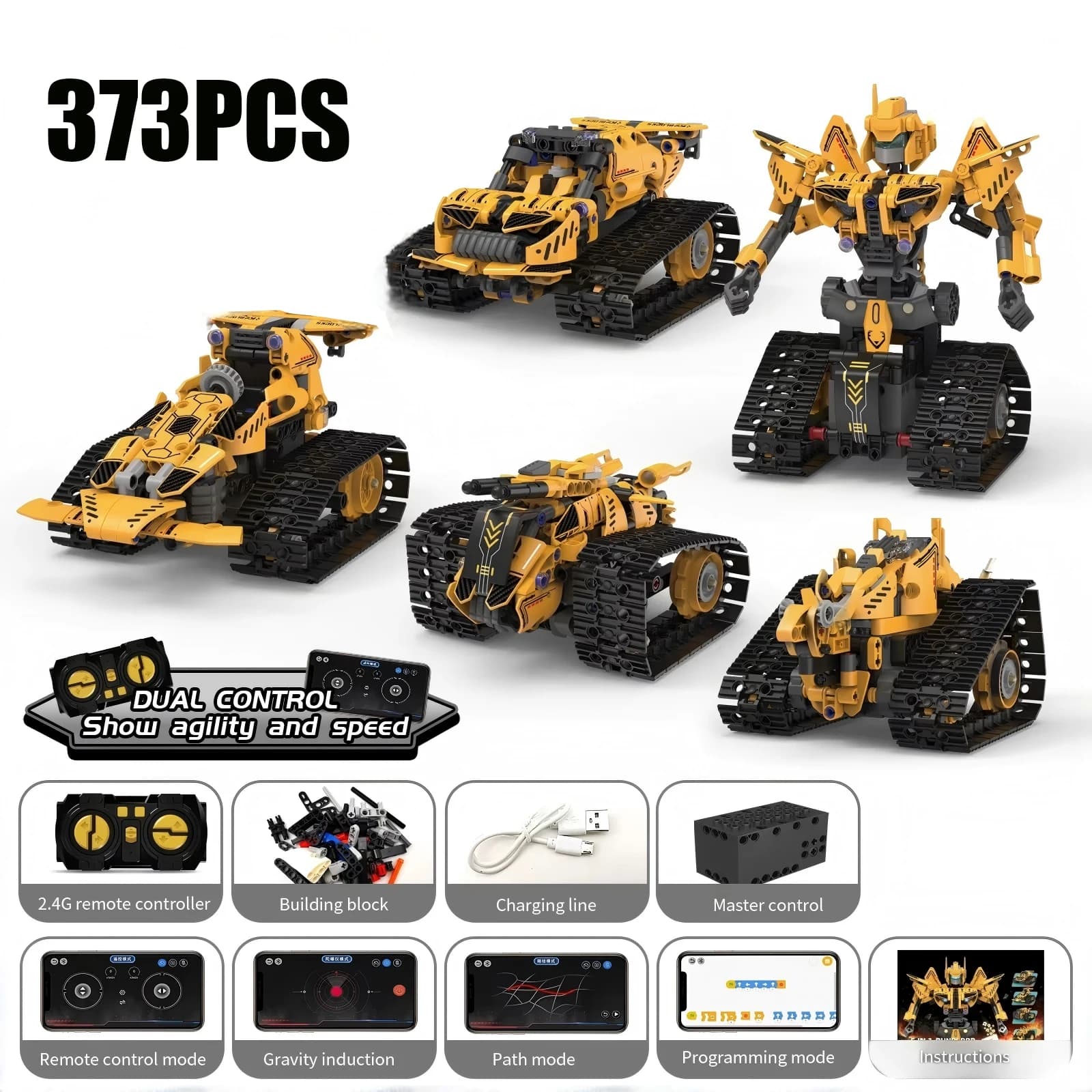 Véhicule tout-terrain télécommandé 5 en 1 MOC, transformable en robot méca, blocs de construction, v