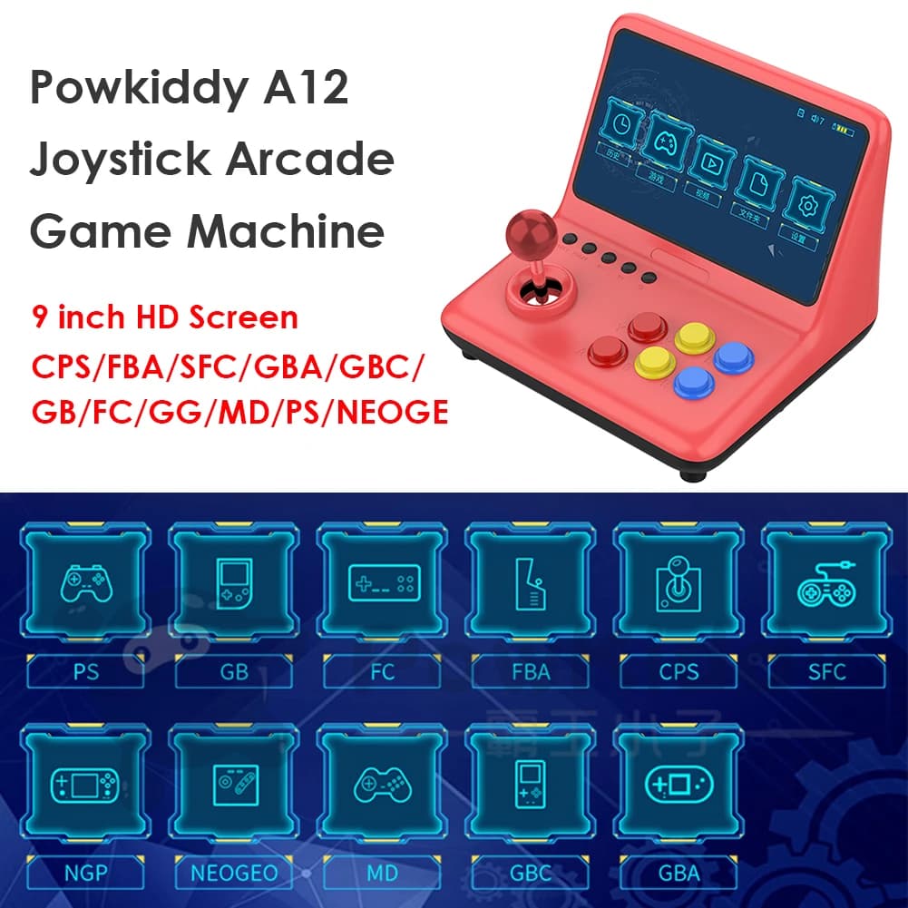 Powkiddy A12 9 pouces Arcade Joystick Console de jeu jeux bâton lecteur vidéo de jeu prend en charge