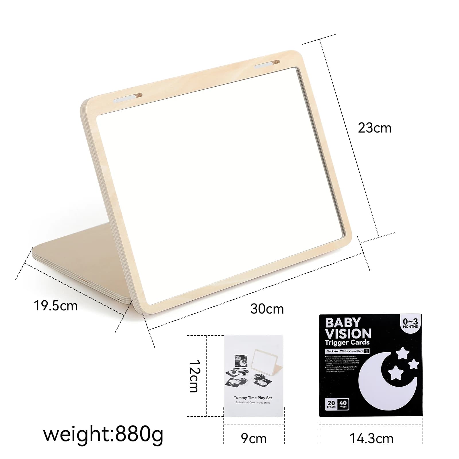 Jouets Montessori pour bébé, miroir au sol noir et blanc, jouets sensoriels pour bébé, miroir pour l