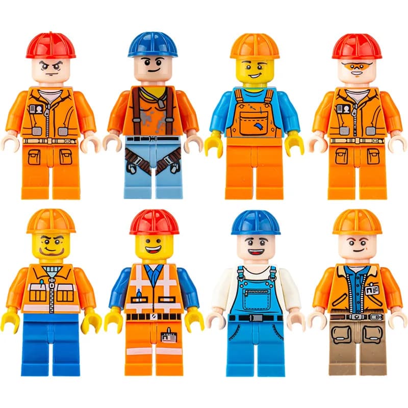 Jouet de construction pour enfants : figurine d'ingénieur en construction urbaine à assembler