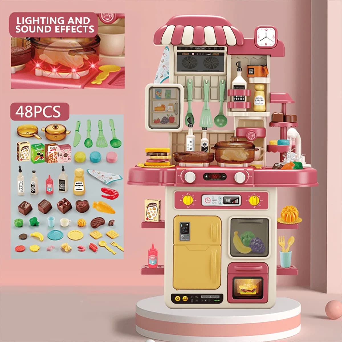 Ensemble de cuisine pour enfants, jouet de simulation de cuisine avec aliments, vaisselle et ustensi