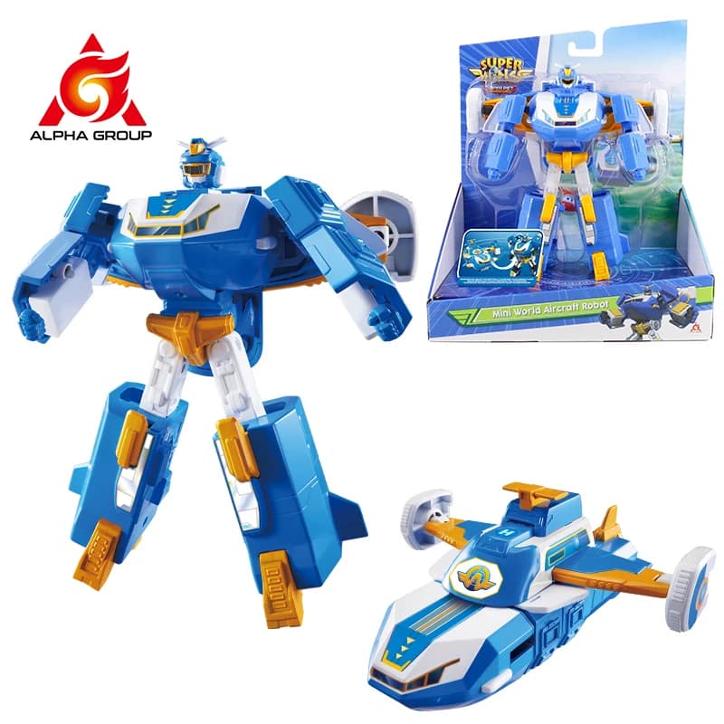 Super Wings Mini World Aircraft Robot 6 pouces, 11 étapes de transformation de l'avion en robot, fig