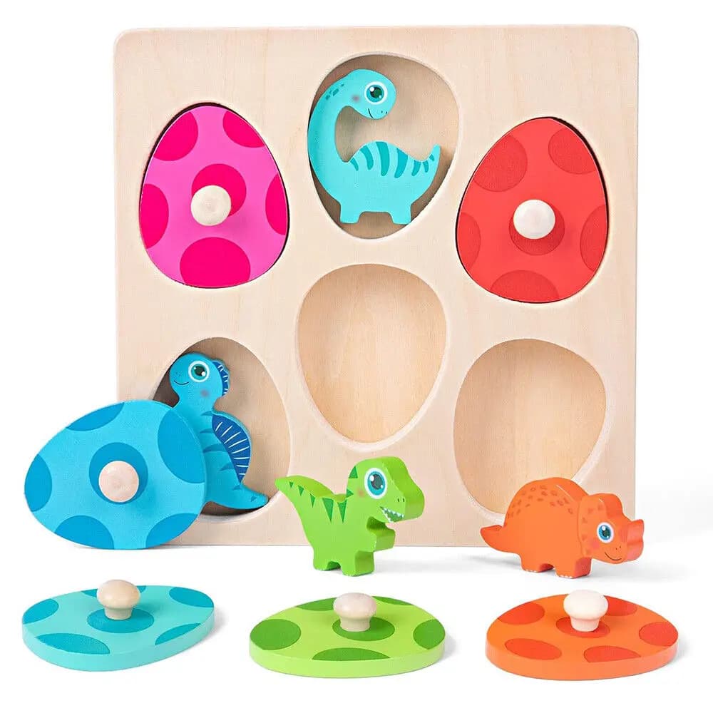 Puzzle dinosaure en bois, jouets Montessori Peg, jeu pour enfants en bas âge, jouets éducatifs d'app