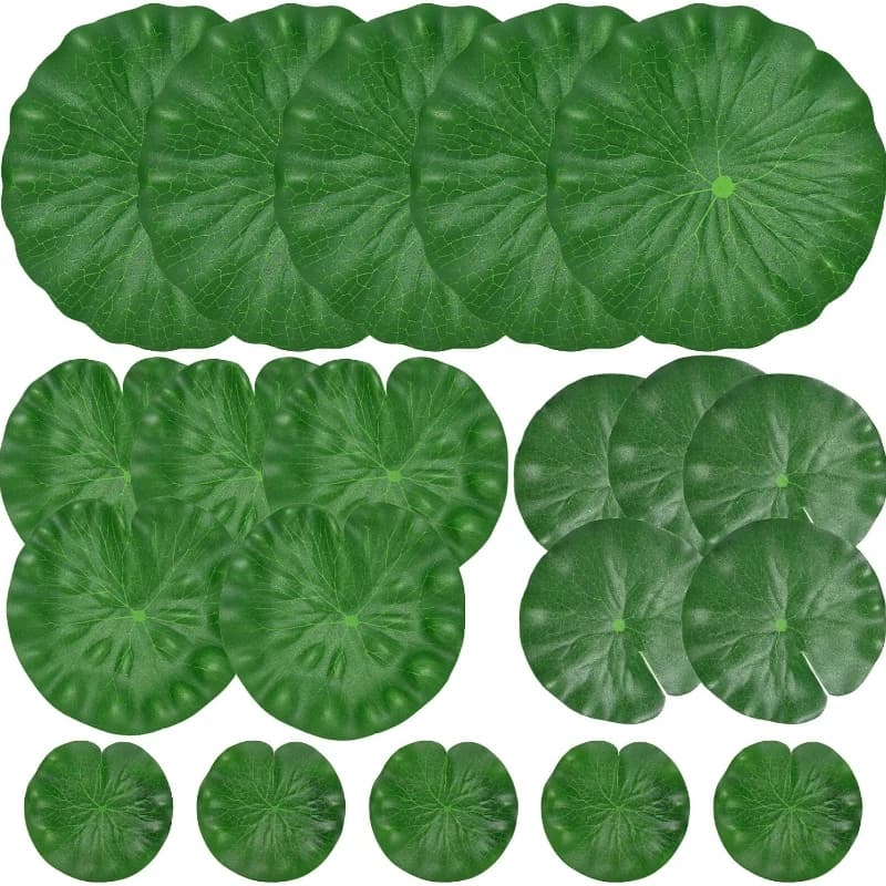 20 feuilles de lys artificielles pour étangs, feuilles de lys flottantes réalistes, feuilles de lotu