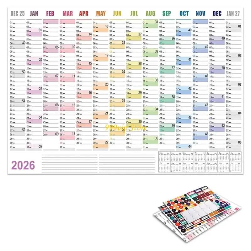 C90C 2026 Année complète pour voir Calendar Family Home Organisateur daté d planificateur annuel