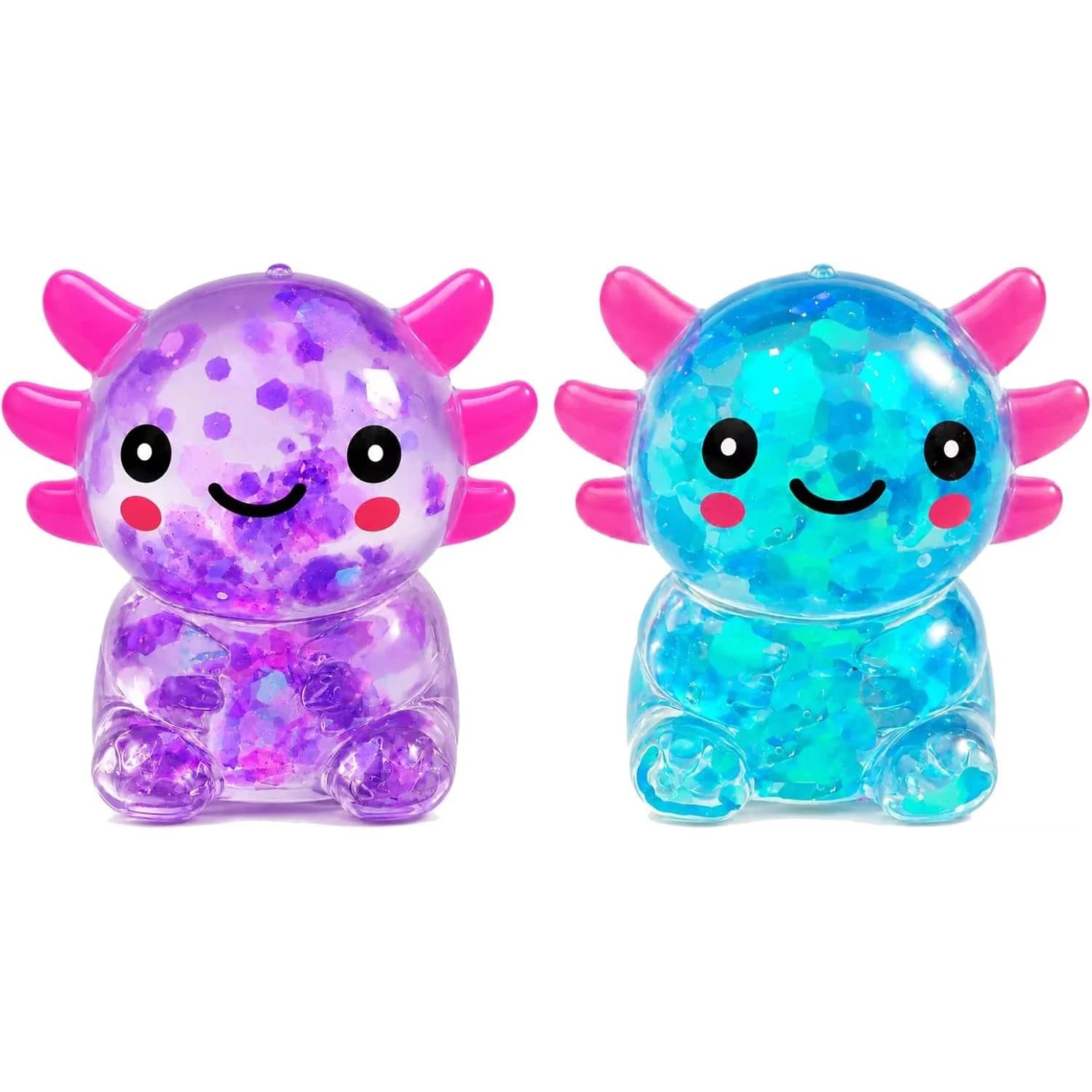 Jouet Squishy Axolotl, Jouets Anti-Stress Scintillants, Adorable Jouet à Presser Axolotl pour Soulag