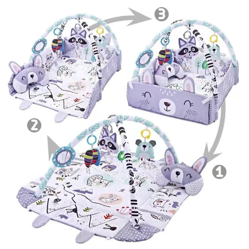 Tapis de jeu pour bébé 4 en 1 avec jouets détachables pour le développement du bébé, gymnase éducati