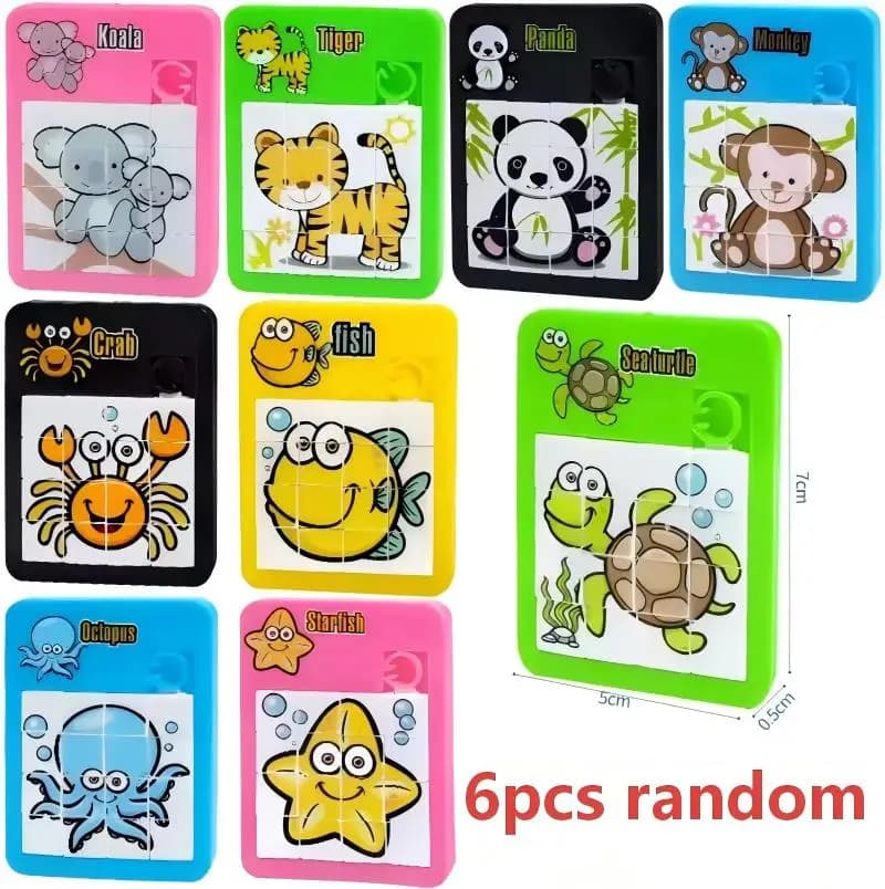 Nouveauté : Jouet de puzzle labyrinthe à 16 grilles, puzzle coulissant animaux de dessin animé, mini