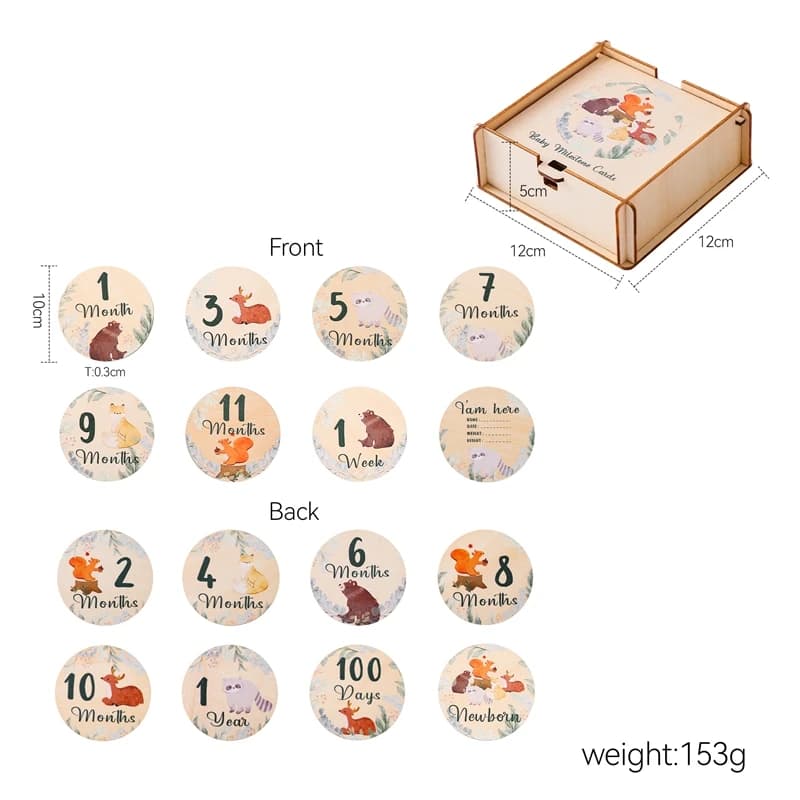 Milestones de croissance pour nouveau-né de 0 à 12 mois, carte en bois avec boîte, accessoire Photo,
