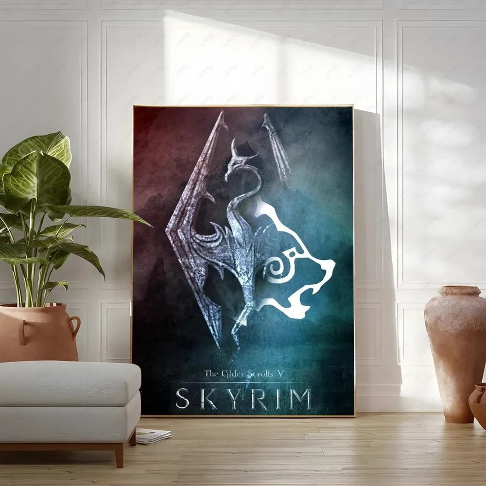 S-skyrim The Elder S-Scrolls V C-toile Cool jeu affiche mur Art toile peinture étude nordique décor
