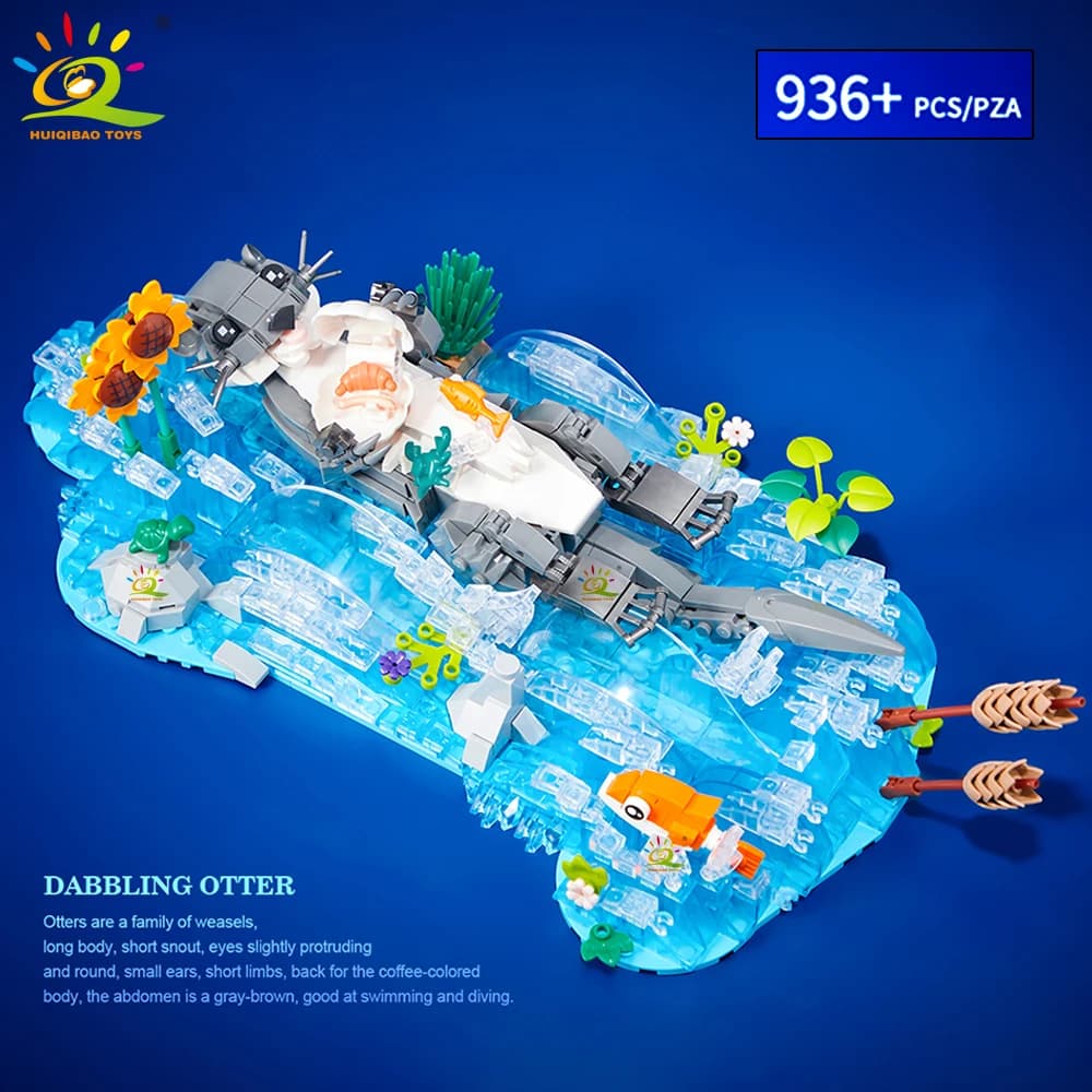 HUIQIBAO MOC loutre modèle Animal bloc de Construction brique garçon assemblage Construction jouet p