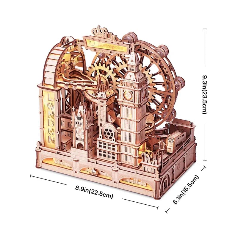 ROKR Puzzles 3D en bois, Miniature de la ville de Londres, Jeu de construction de circuit de billes,