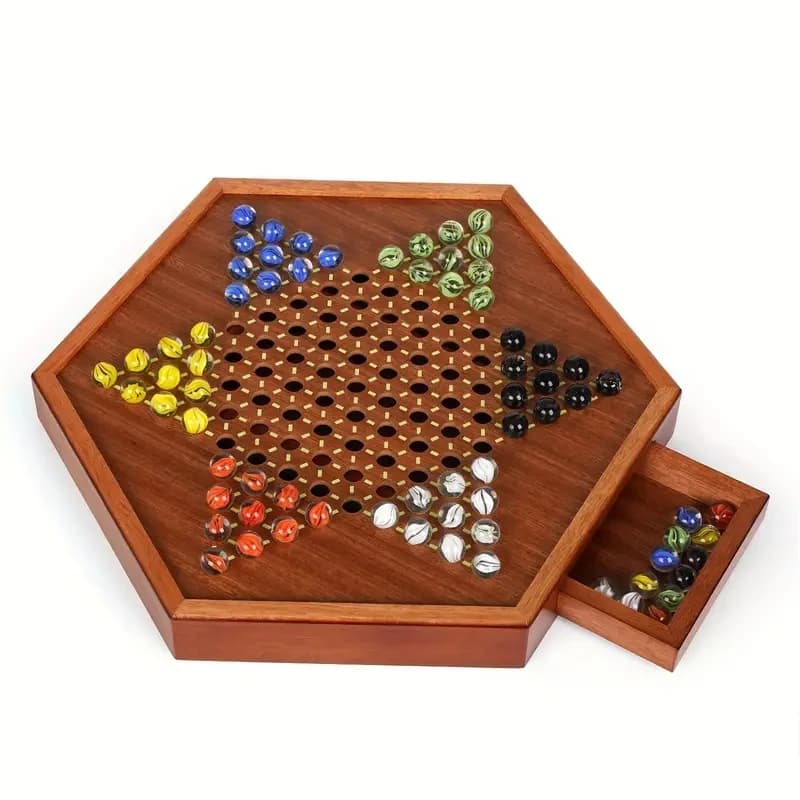 Échiquier hexagonal en bois de luxe de 38,1 cm/15 pouces, jeu de société de divertissement avec 72 b