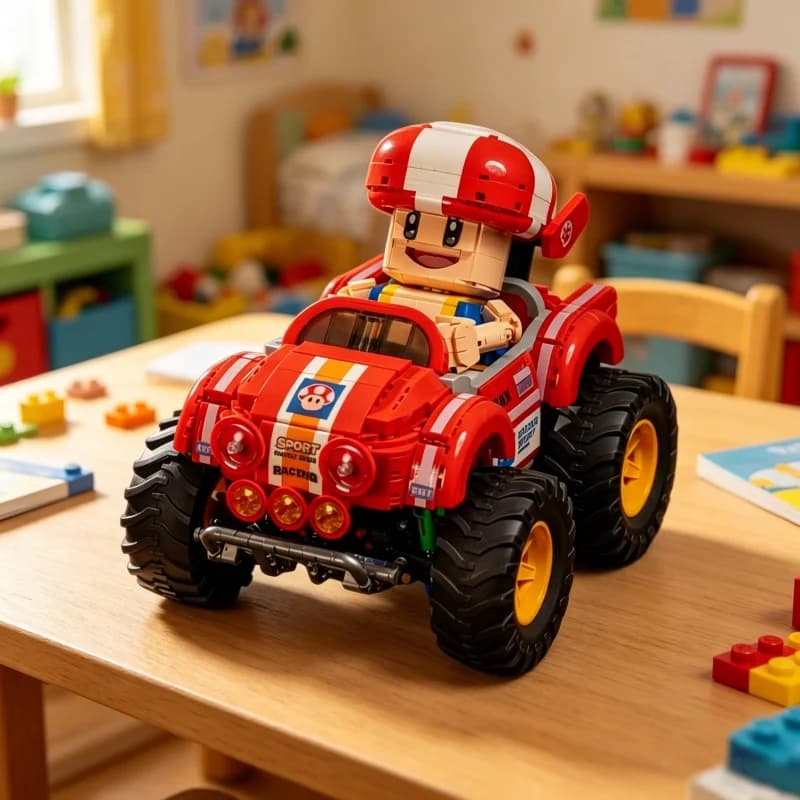 Jouet de construction créatif DIY : Modèle de monster truck de course tout-terrain avec figurine de