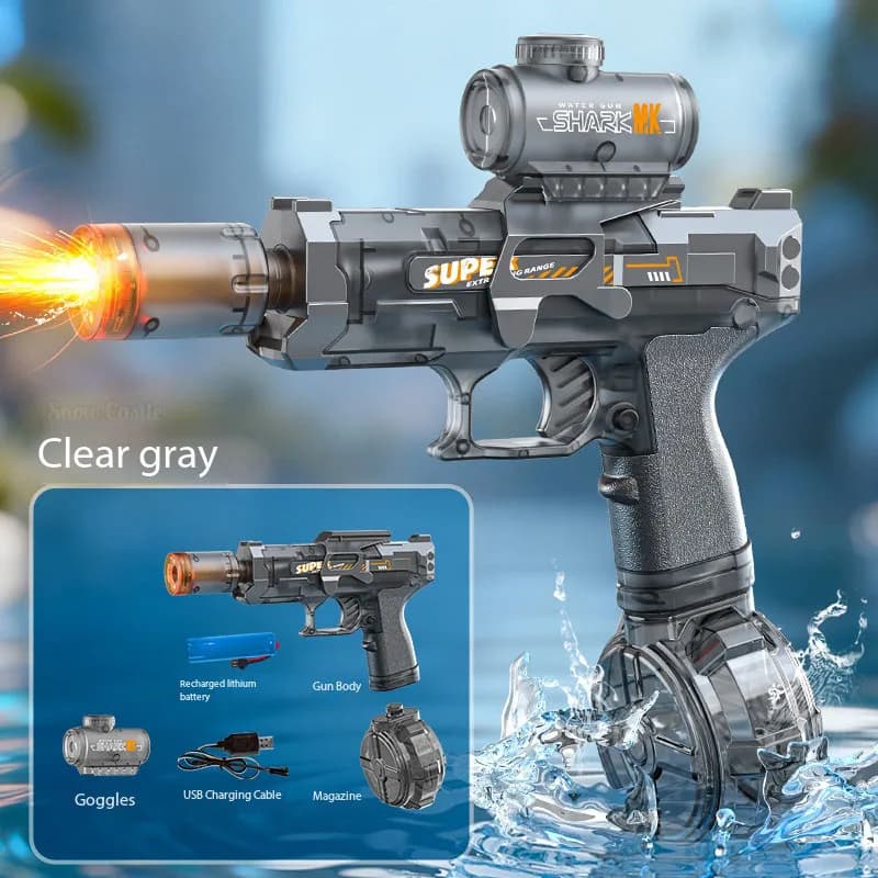 Pistolet à eau électrique avec effet de flamme lumineuse, puissant et rapide, pour jeux de tir en ex