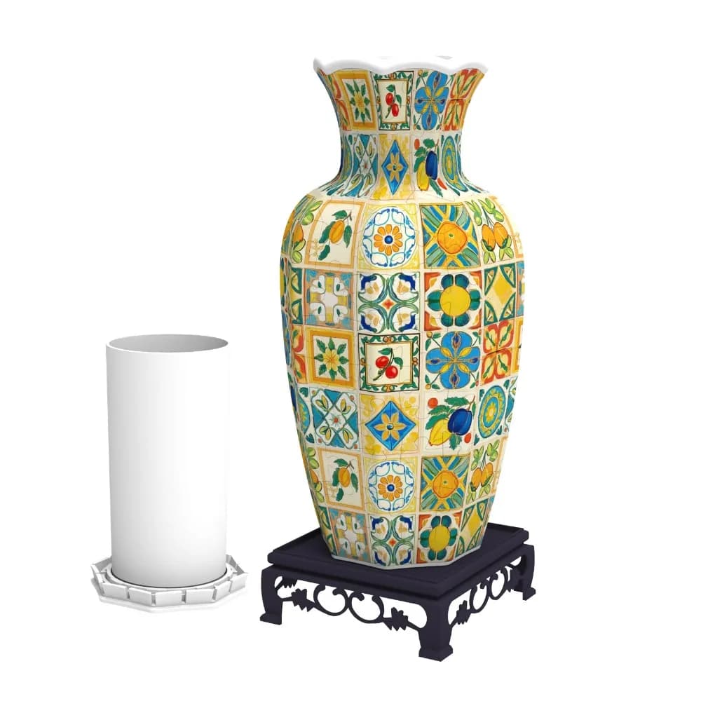 Vase Puzzle 3D Créatif – Blocs de Construction Artistiques pour Fleurs avec Base – Arrangement Flora